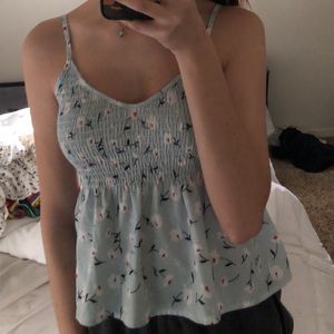 Blue Floral Tank Top